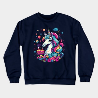 Unicorn Birthday Girl Crewneck Sweatshirt